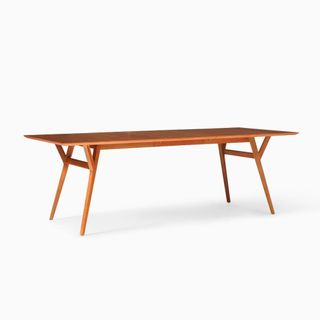 West Elm Mid-Century Expandable Dining Table against a white background.