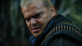 Jack Black looking uncomfortable as Jeff Portnoy in Tropic Thunder