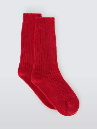 John Lewis Cashmere Rich Bed Socks, Red