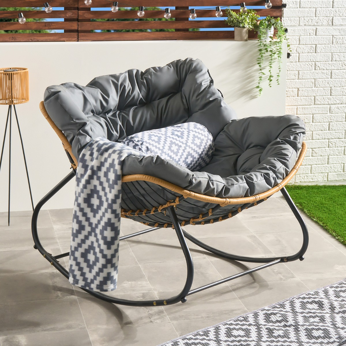 Ohs Bali Outdoor Rocking Chair - Grey