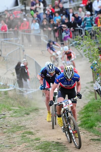 Jordan Sarrou (Scott) hammers up a climb