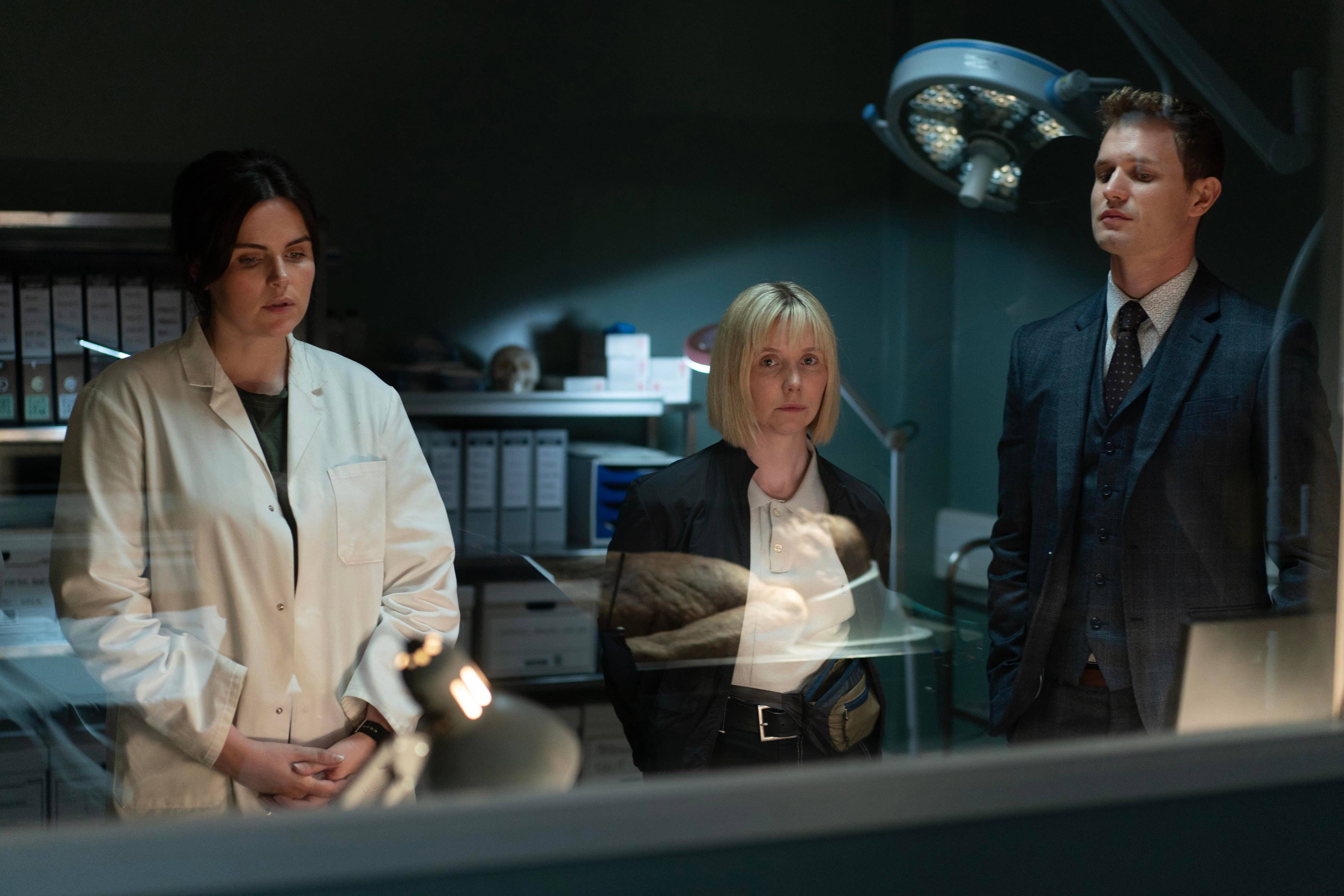 River, Karen, and Mint talk about the body in Karen Pirie season 2 episode 1