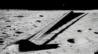 Illustration of an electromagnetic mass driver on the moon, which SpaceX plans to use to launch AI satellites into space.