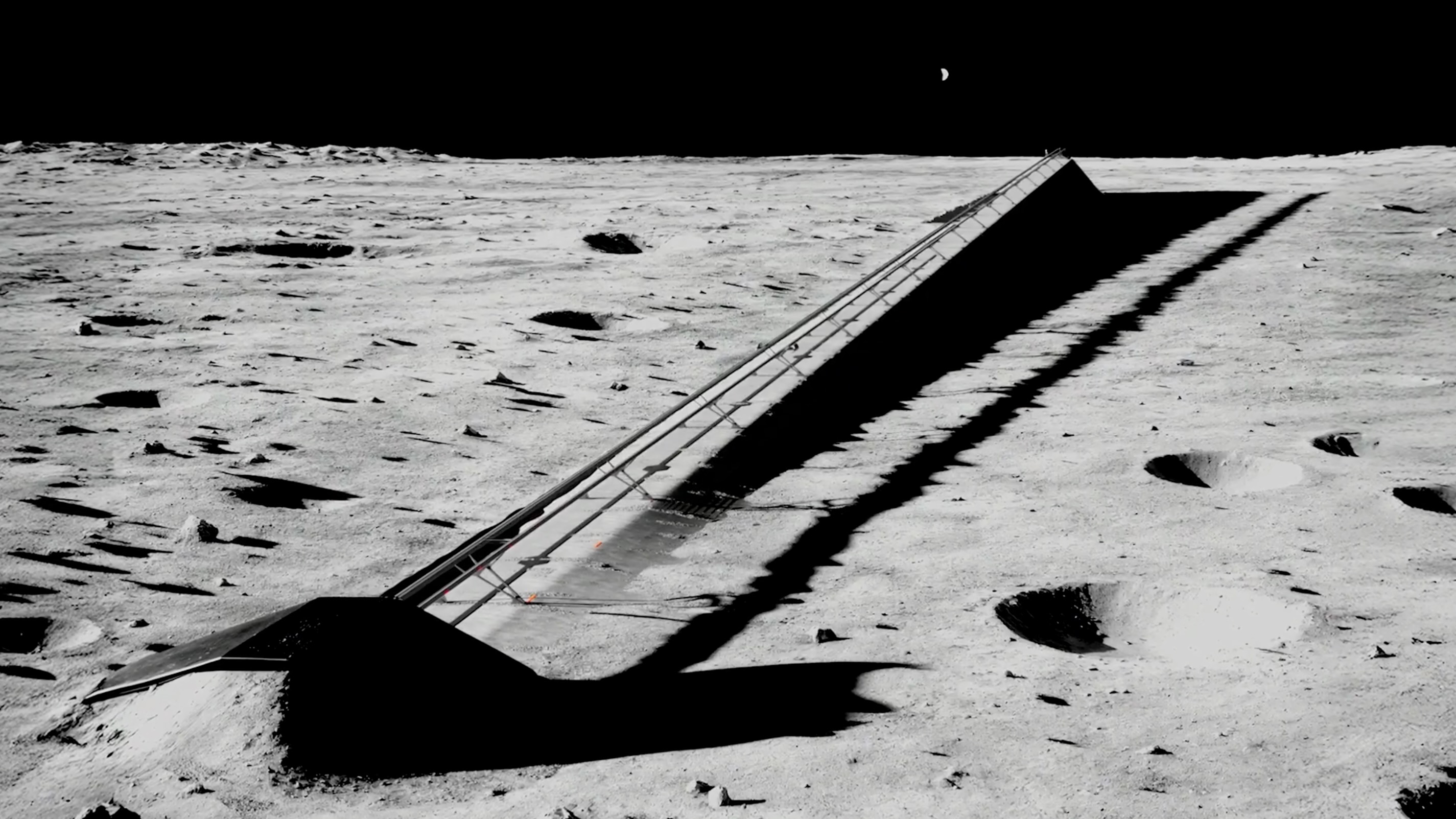 Illustration of an electromagnetic mass driver on the moon, which SpaceX plans to use to launch AI satellites into space.