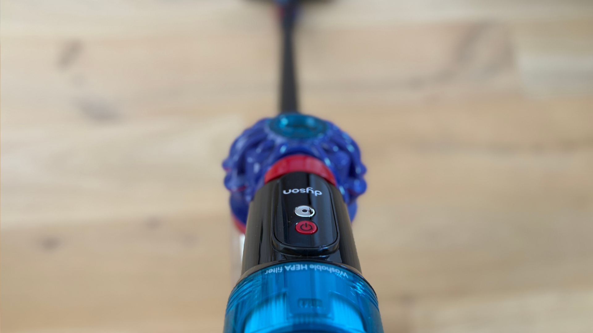 Testing the Dyson V10 Konical Cordless Vacuum showing it vacuuming the floor