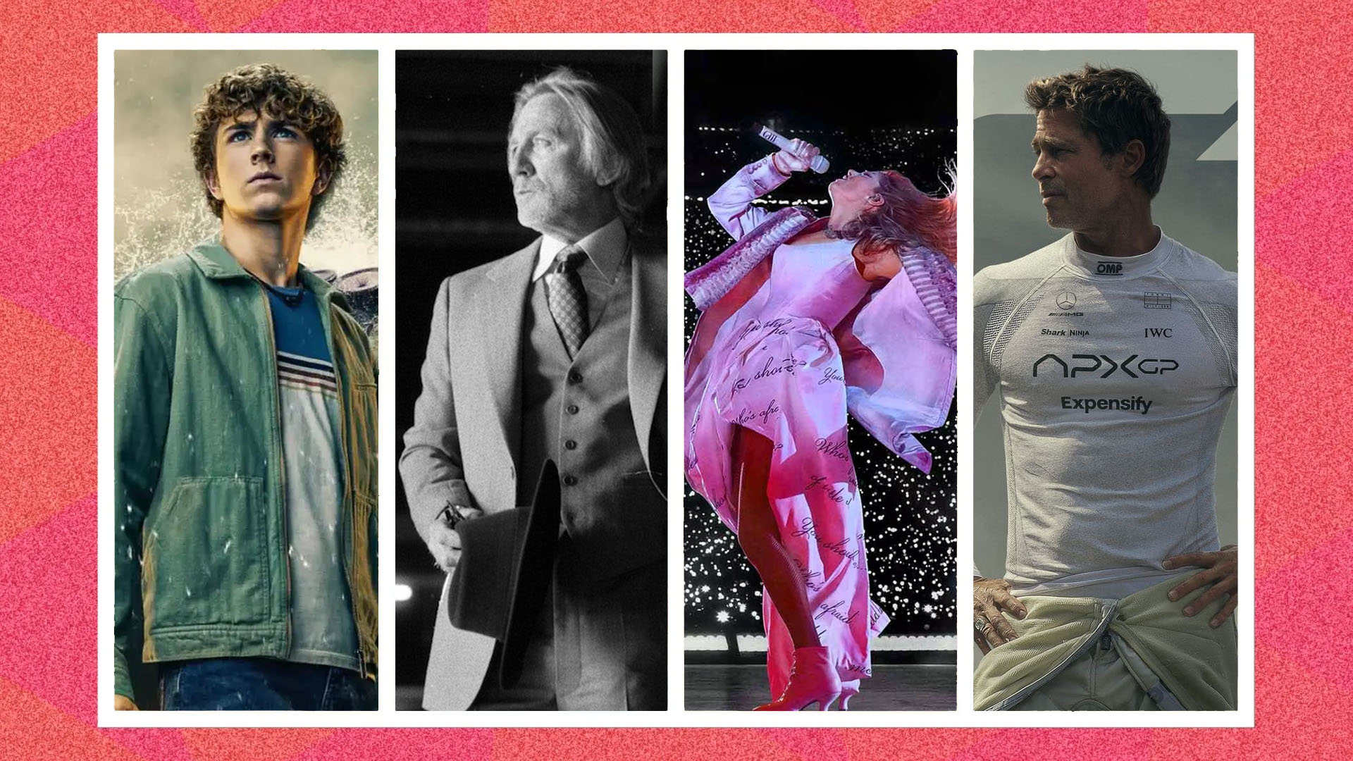 Four screenshots from films and shows. 