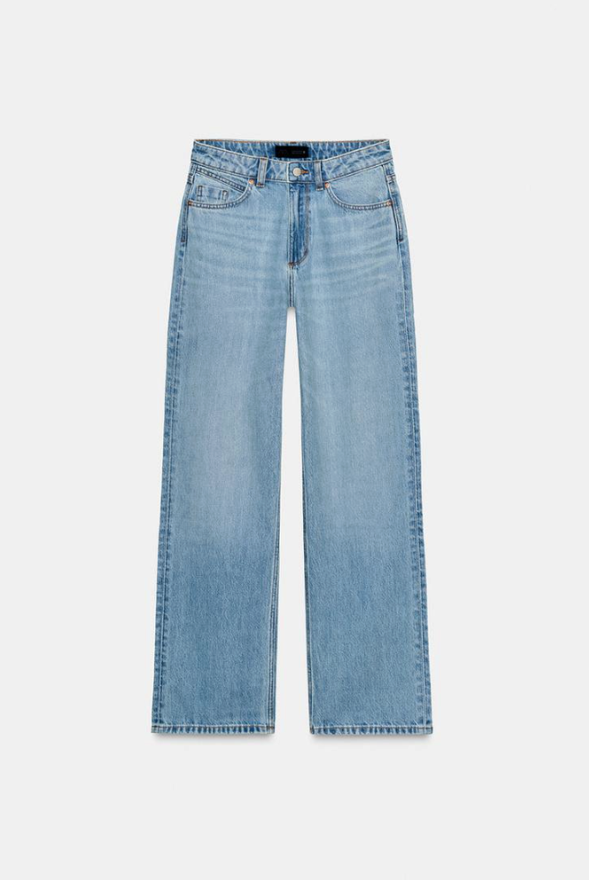 Zara, Straight High-Waisted Long-Length Jeans
