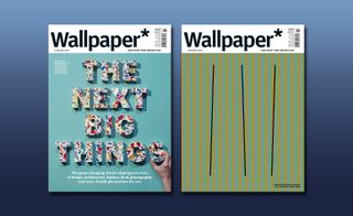 The two Wallpaper* January 2016 covers side by side. Pictured left: the newsstand cover, featuring the RCA design graduate Will Yates-Johnson’s Polyspolia, a plastic that can be repeatedly broken down and reformed into new objects. Photography: Thomas Brown. Right: limited-edition cover by Carlos Cruz-Diez, available to subscribers