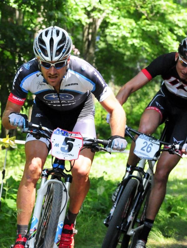 Jeremy Horgan-Kobelski (Subaru Trek) takes a turn at the front
