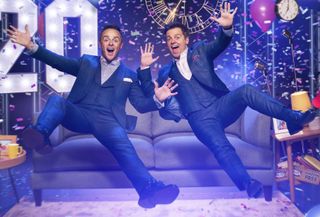 Ant and Dec on a sofa for Ant & Dec's Saturday Night Takeaway 2024
