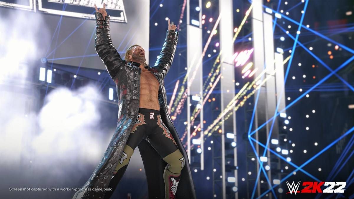 Edge performing his entrance pose in WWE 2K22