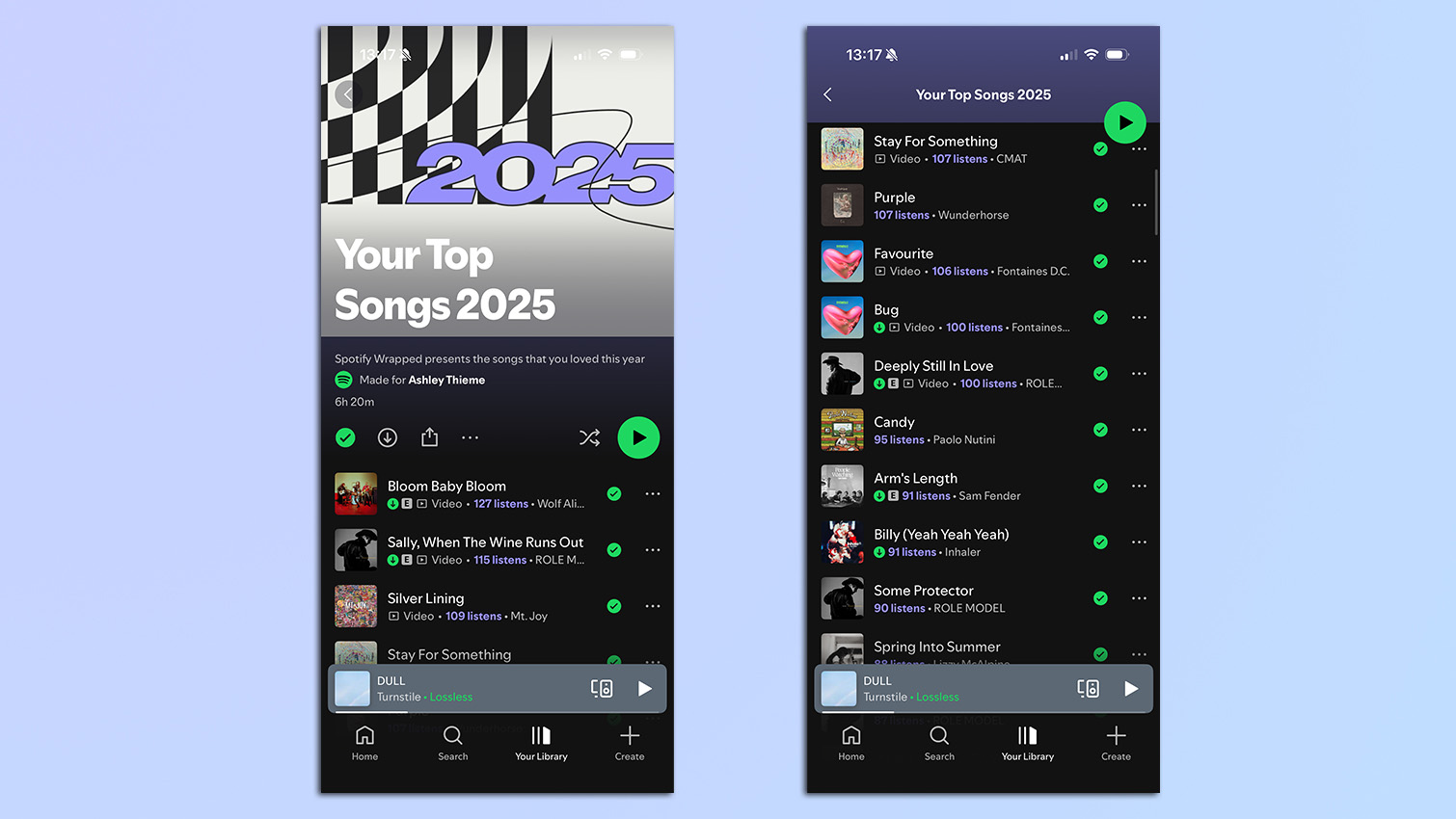 Screenshots taken from the Spotify app