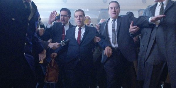 The Irishman Ray Romano Al Pacino and Robert De Niro make their way through a crowded courthouse