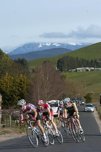 Riders at the front of the race near South Riana as the race had well and truly split up.