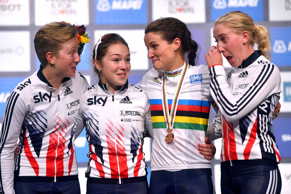 An emotional Team GB on the podium