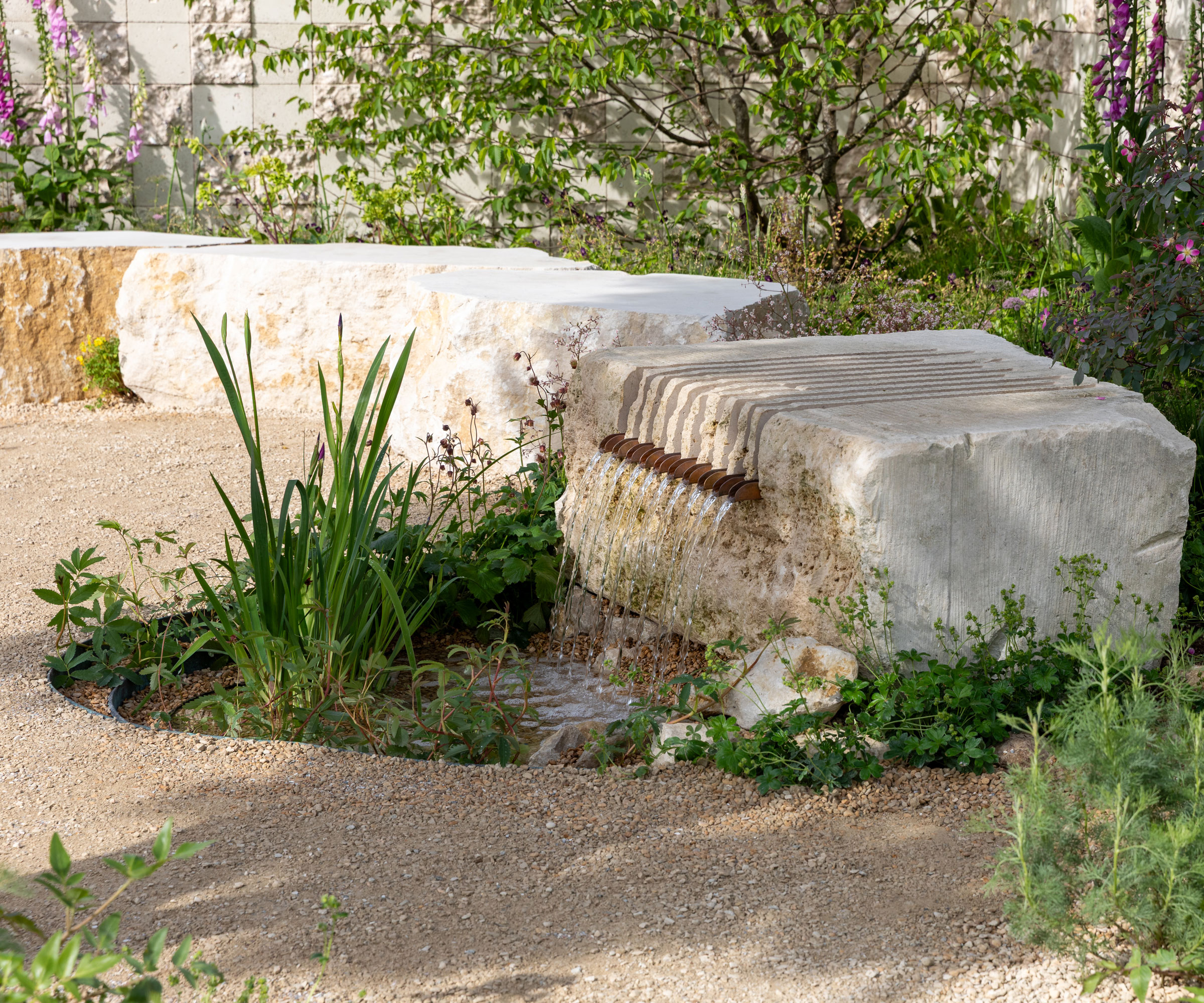 gravel garden design with landscaping rocks and scarce planting