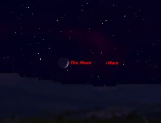 Mars and the moon in close proximity just after sunset on Sept. 19, 2012.