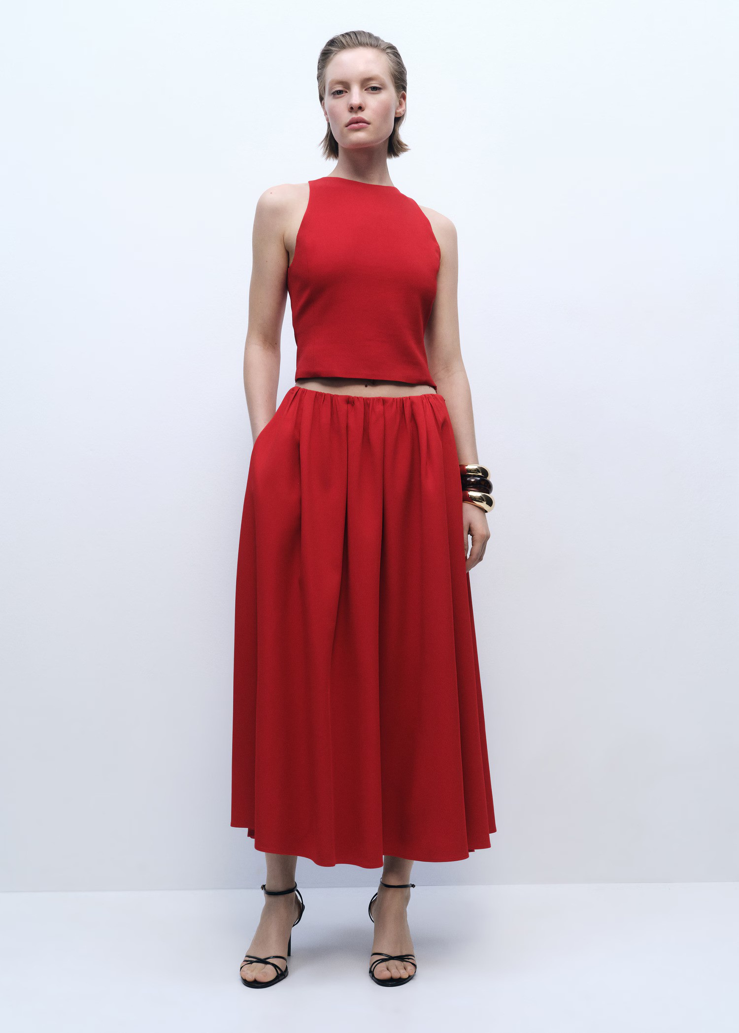 MANGO, Long Skirt With Gathered Waist - Women | Mango United Kingdom
