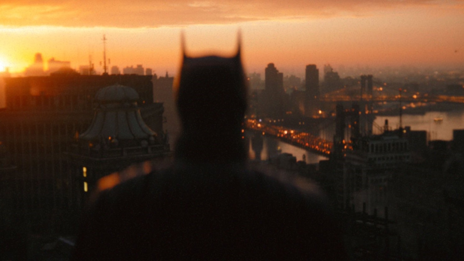 The Batman trailer still of Gotham City.
