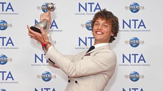 EastEnders star Bobby Brazier, winner of the Rising Star award, poses in the press room at the National Television Awards 2023