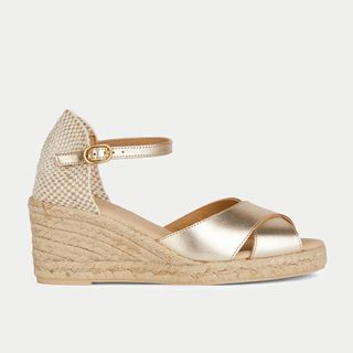 Geox Metallic Leather Wedge Sandals