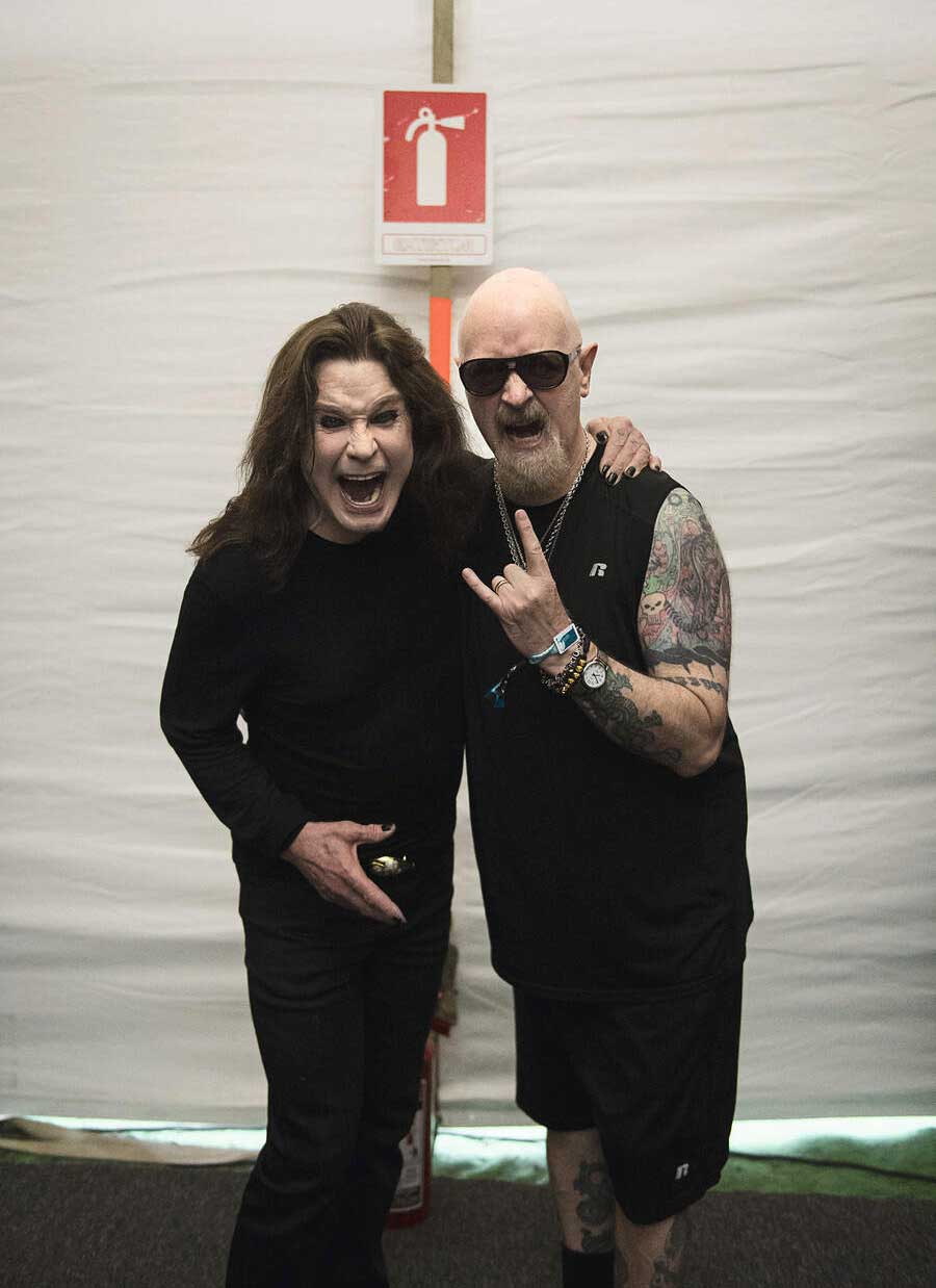 Ozzy Osbourne and Rob Halford backstage