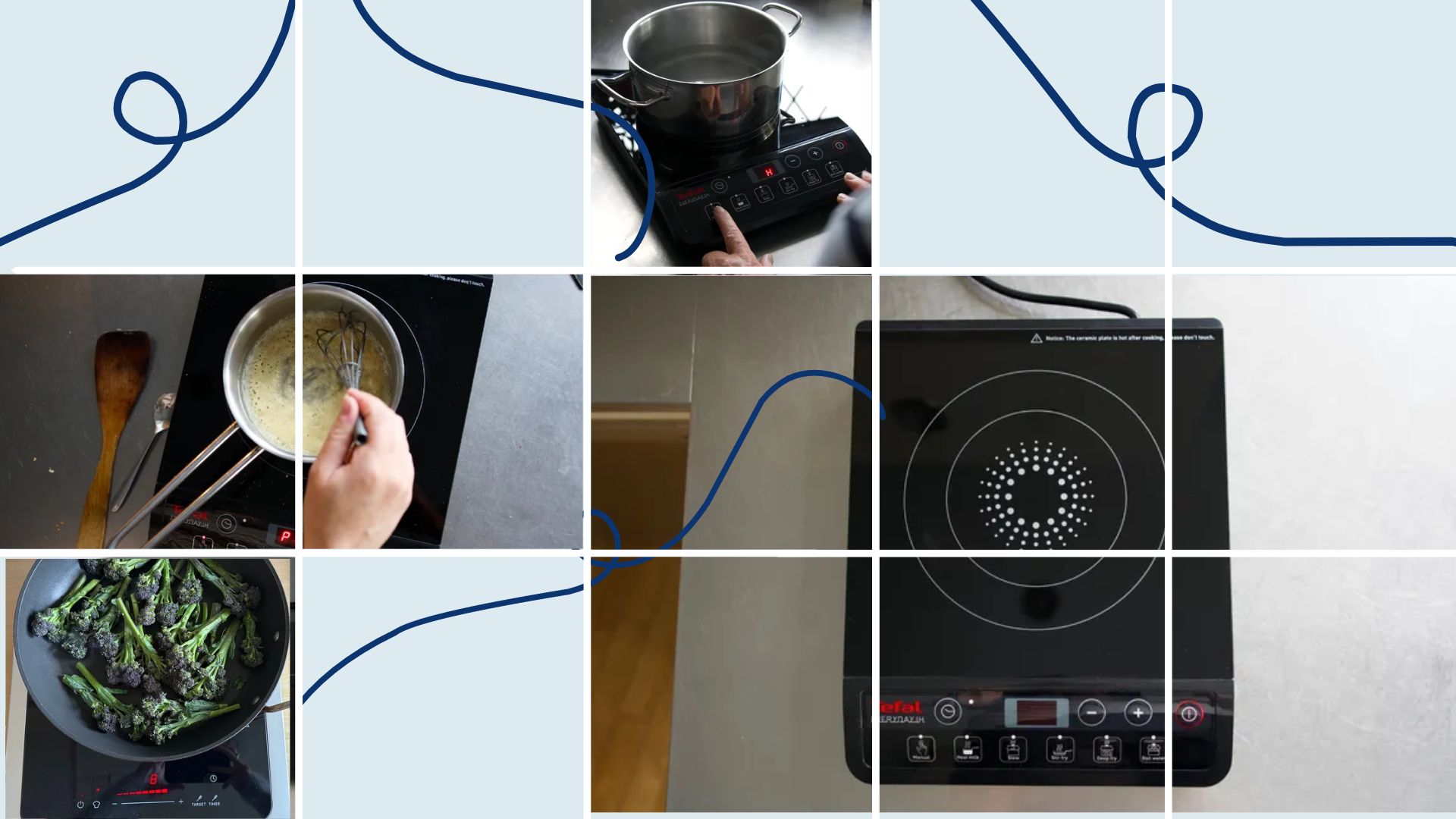 Images of the best portable induction hobs being tested