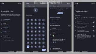 Screenshots showing Priority Modes in an Android 15 beta