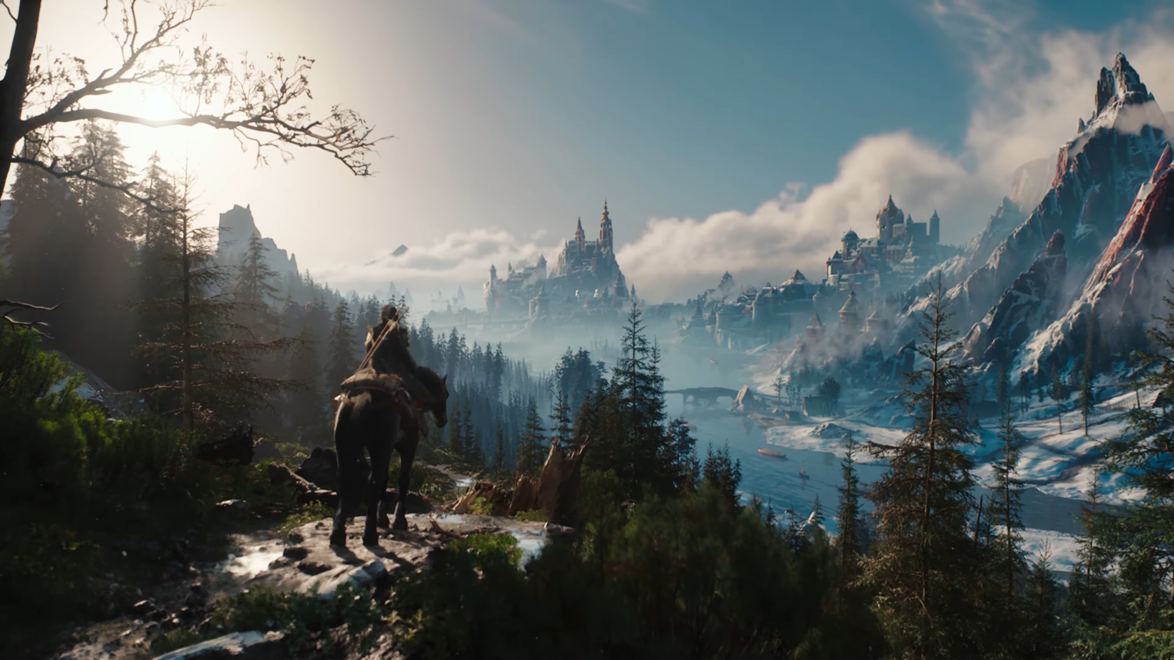 Ciri surveys a lush, mountainous vista.