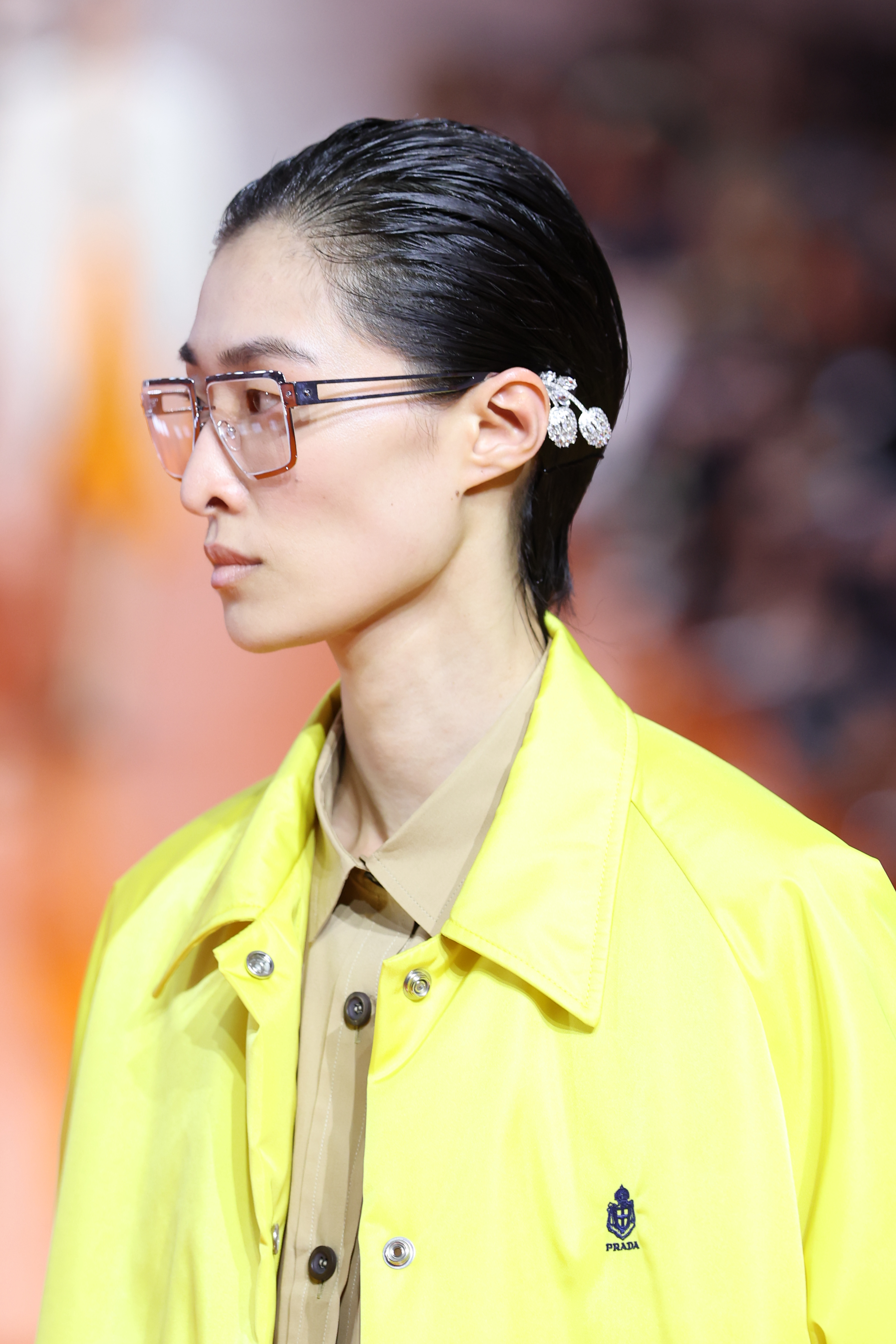 MILAN, ITALY - SEPTEMBER 25: A model walks the runway at the Prada fashion show during the Milan Womenswear Spring/Summer 2026 on September 25, 2025 in Milan, Italy.