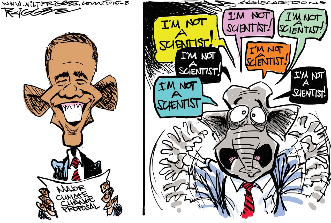 Obama cartoon U.S. Climate Change GOP