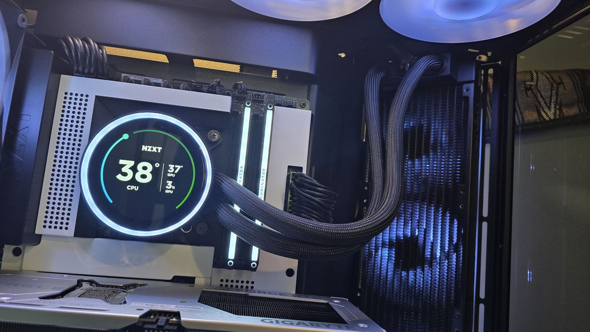 NZXT Kraken Elite 360 liquid cooler set-up inside a gaming PC.