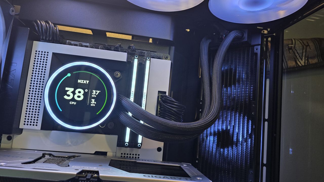 NZXT Kraken Elite 360 liquid cooler set-up inside a gaming PC.