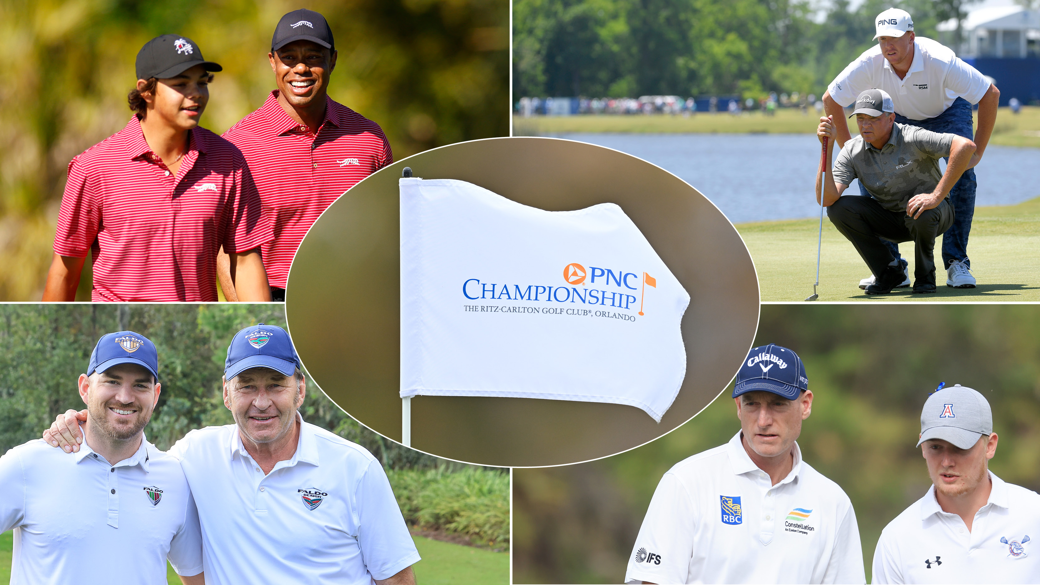 Four PNC Championship pairings together and a PNC Championship flag centered