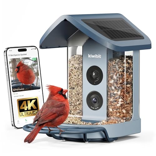 Kiwibit Solar Smart Bird Feeder With Camera, 4k Hdr Live Video, Ai Bird Id