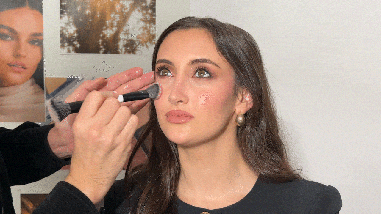 A gif of Alyssa Brascia getting her makeup done by Mario Dedivanovic.