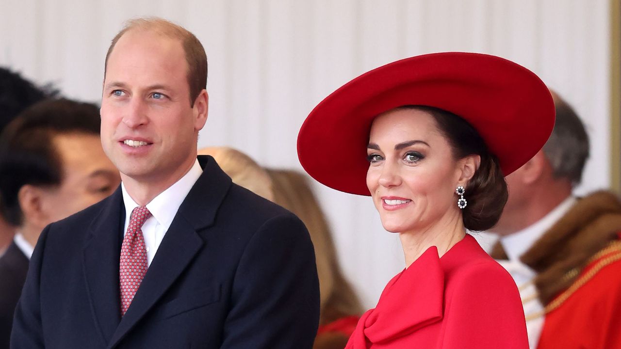 The Prince and Princess of Wales attend a ceremony to welcome the President of the Republic of Korea, in 2023