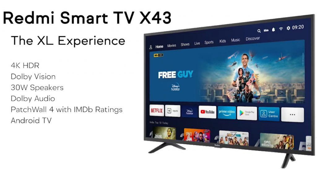 Redmi Smart TV X43 with 4K HDR, Dolby Vision and 30W dual speakers