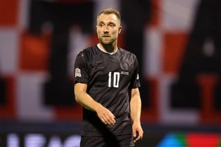 Christian Eriksen of Denmark looks dejected following defeat during the UEFA Nations League League A Group 1 match between Croatia and Denmark at Stadion Maksimir on September 22, 2022 in Zagreb, Croatia.