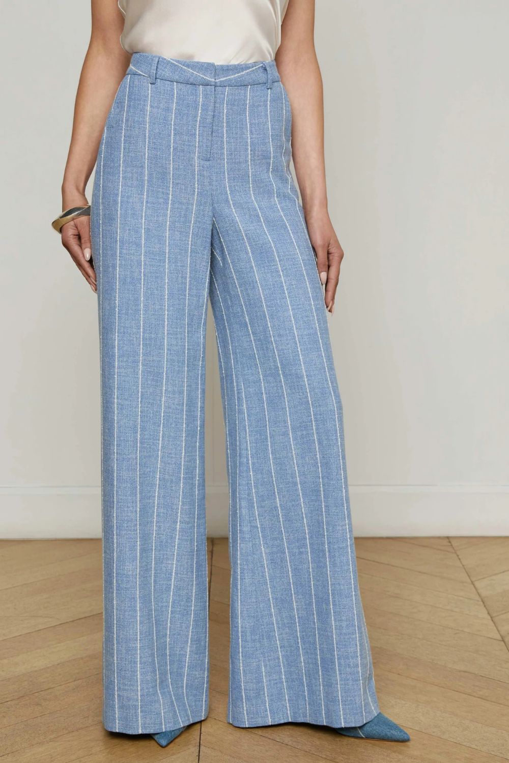 L'agence Pilar Pinstriped Wide-Leg Pant