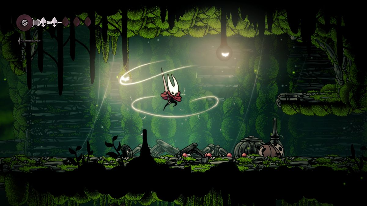 Hornet uses bind in midair in Hollow Knight: Silksong
