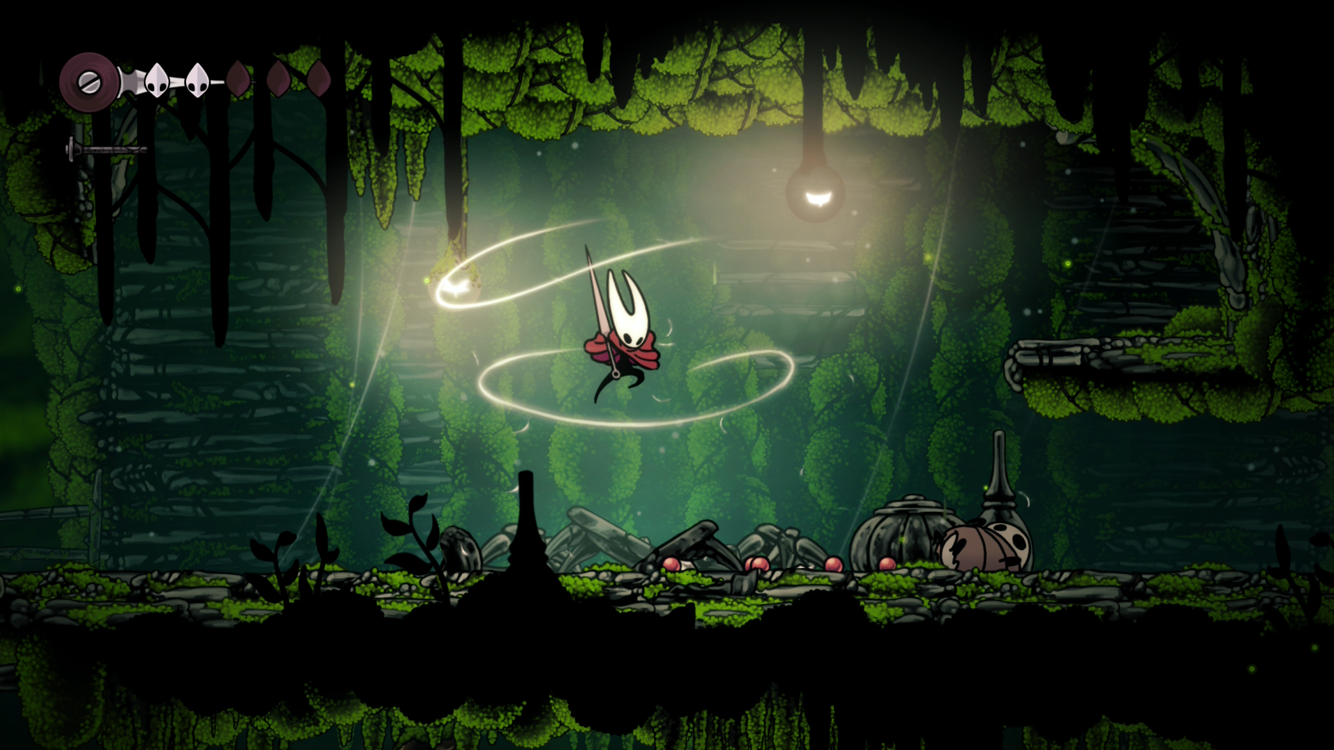 Hornet uses bind in midair in Hollow Knight: Silksong