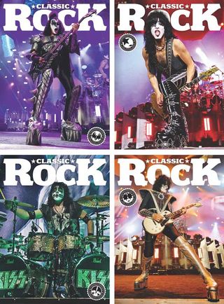The four covers of the Kiss bundle edition of Classic Rock 323