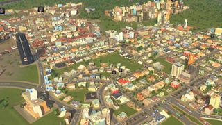 Aerial view of a Cities: Skylines city