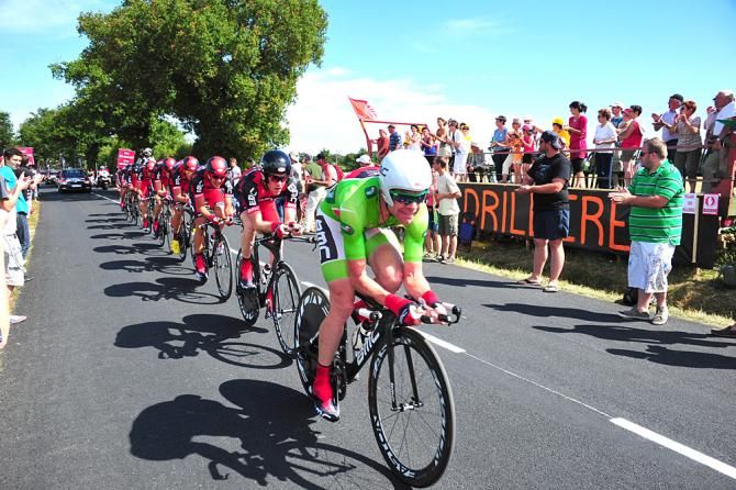 Cadel Evans in the green jersey in 2011