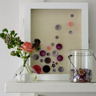 colourful buttons with flower vase