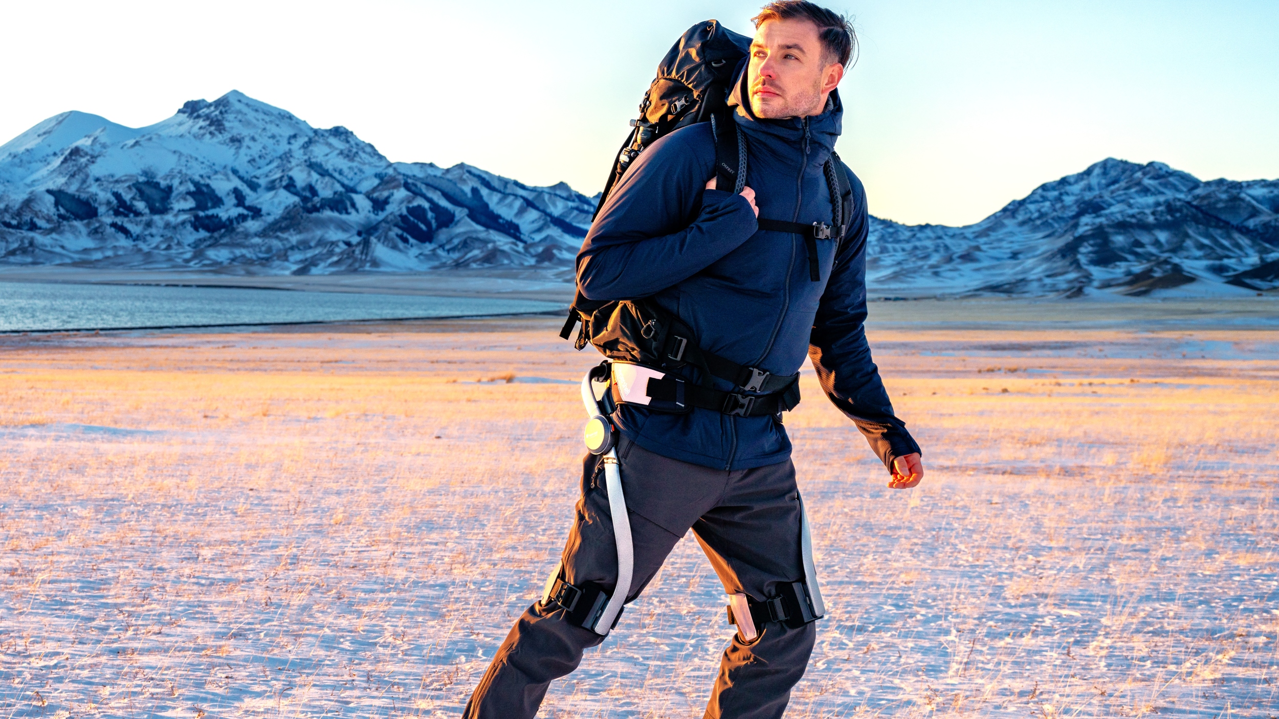 man walking in an exoskeleton