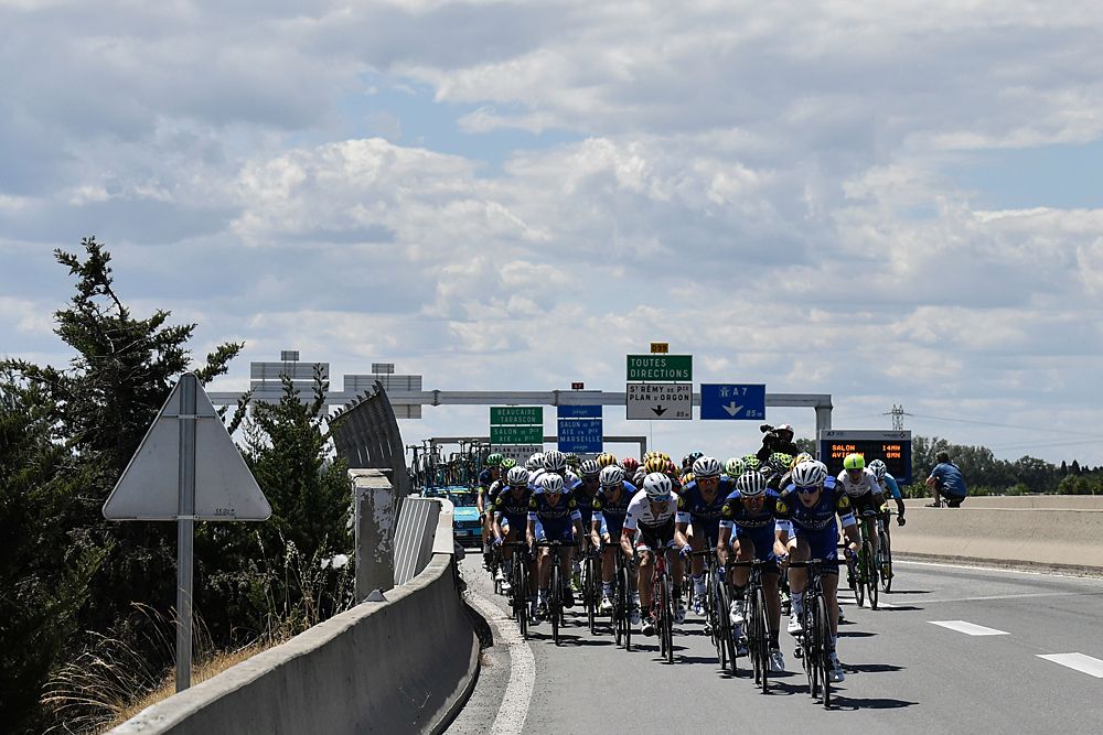 The chase group and main field during stage 12 at the Tour de France