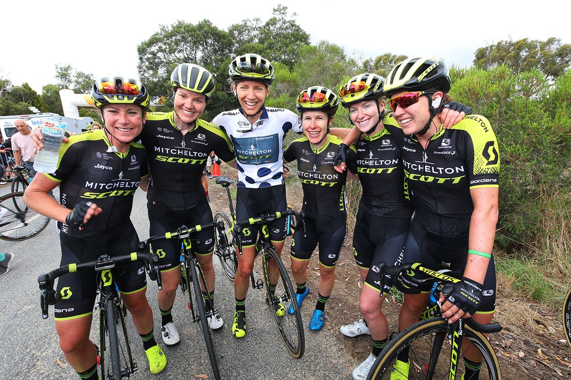 All smiles at Mitchelton-Scott after Amanda Spratt's stage win