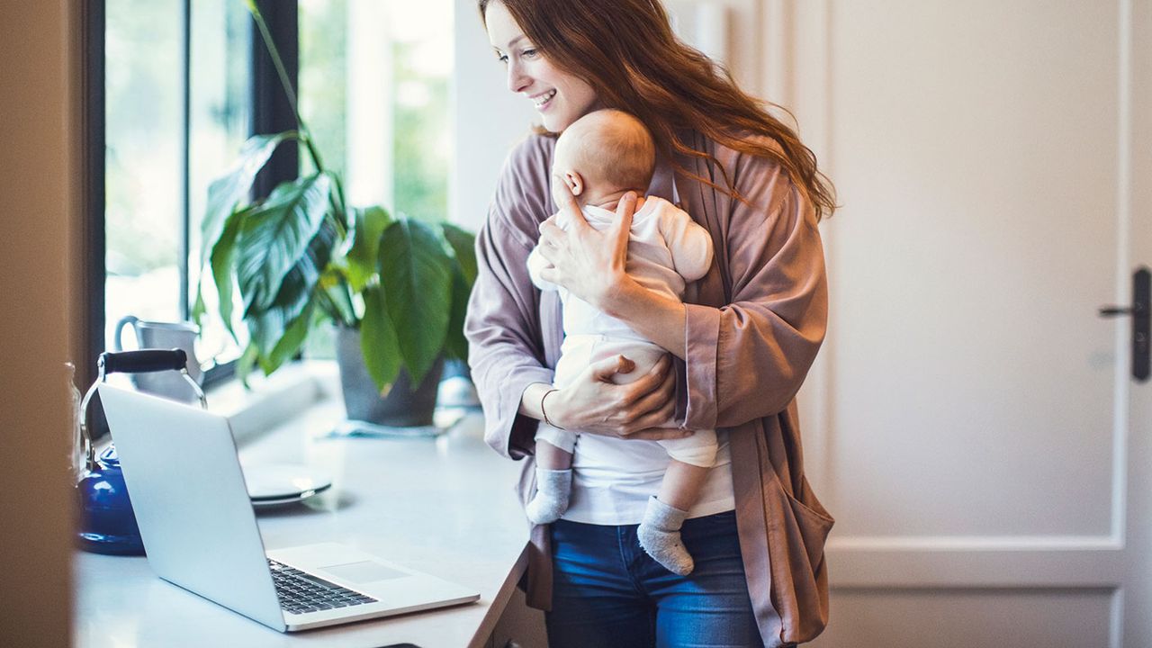 Woman holding a baby